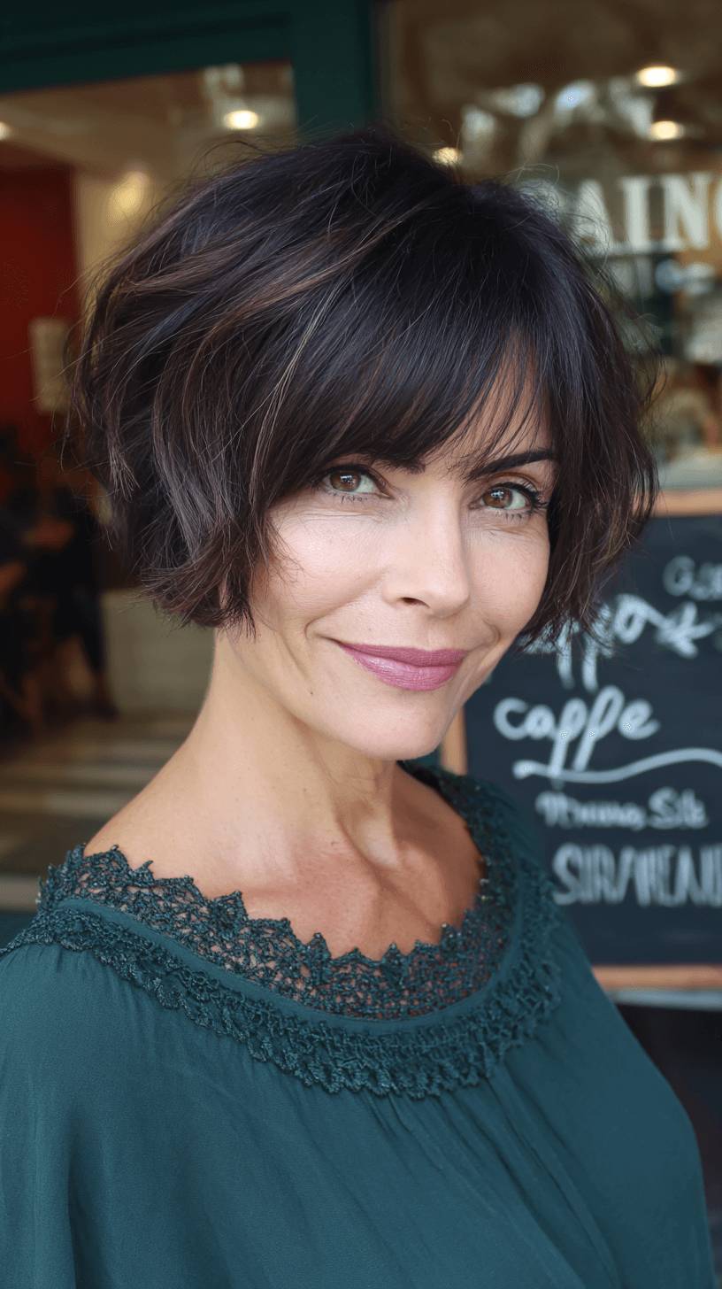 Textured Choppy Bob with Long Bangs