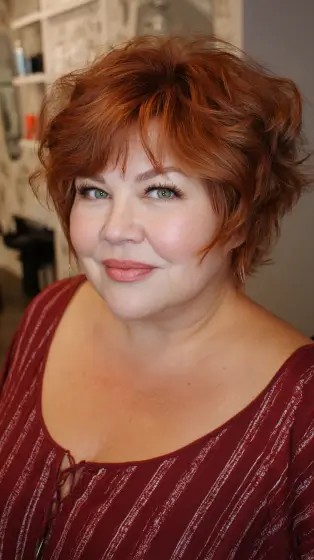 Textured Copper Pixie with Soft Waves