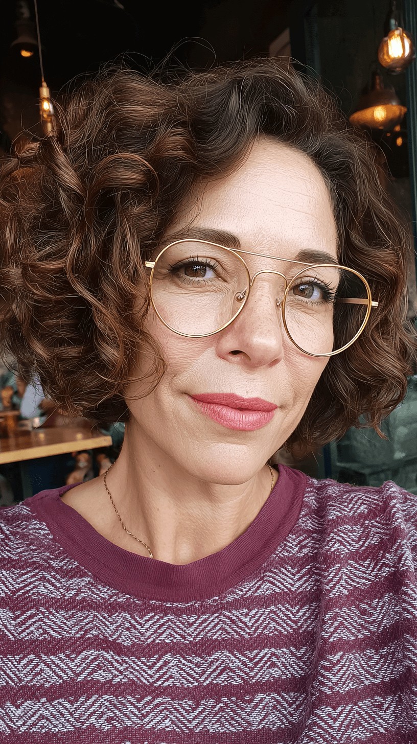 Textured Curly Bob with Defined Layers