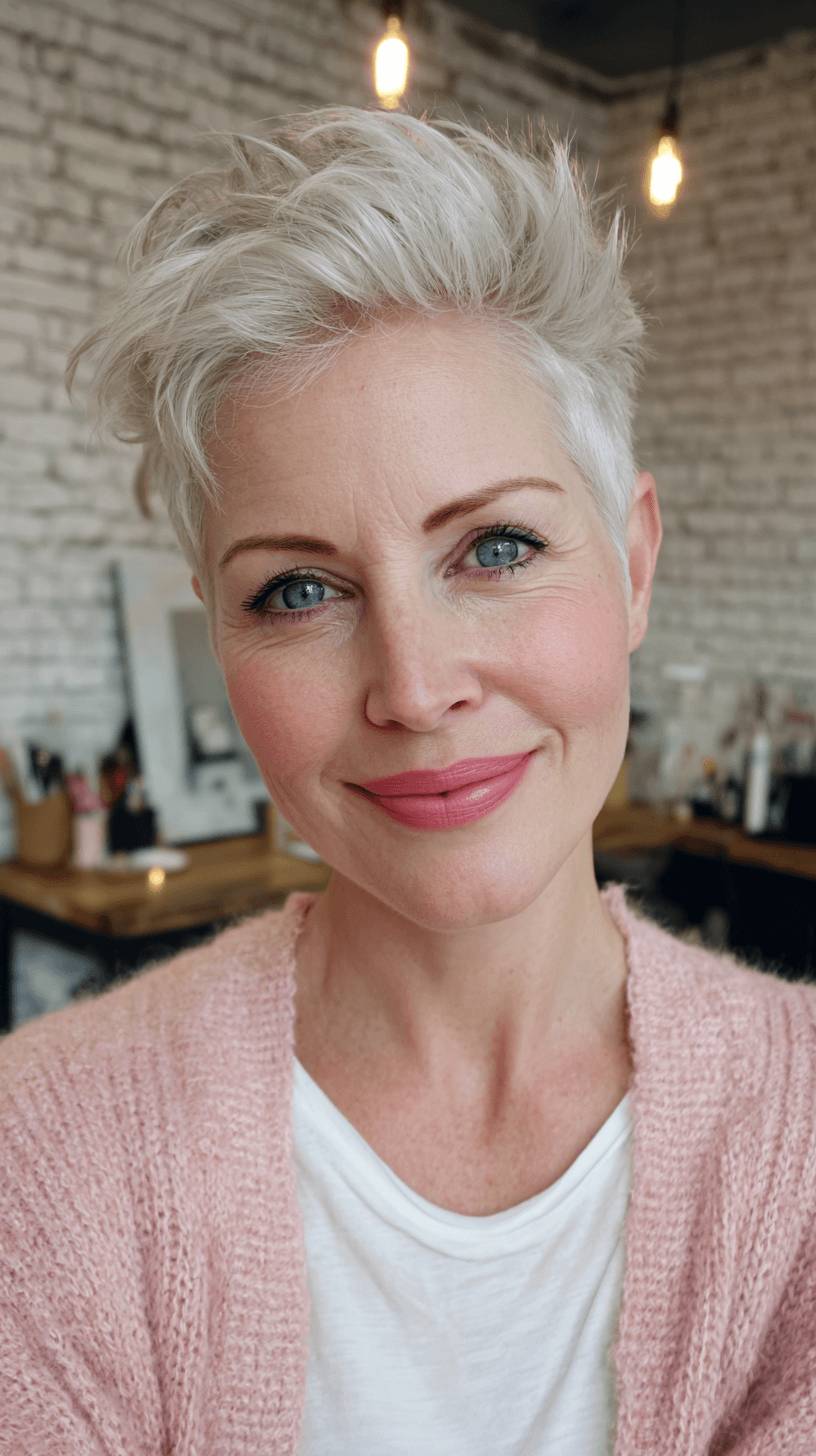 Textured Silver Pixie Cut with Volume