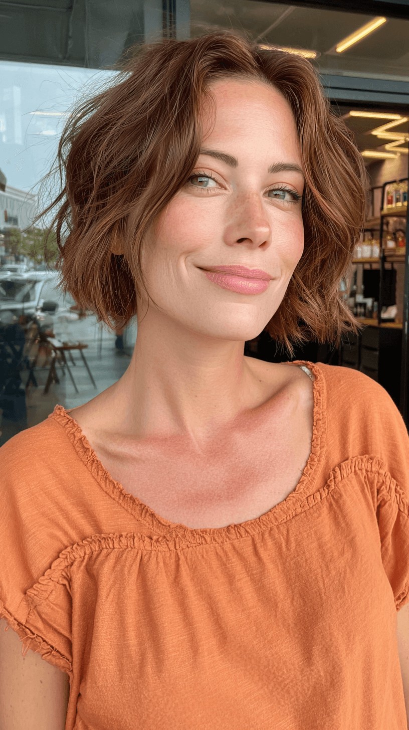 Textured Wavy Bob with Flattering Face Framing