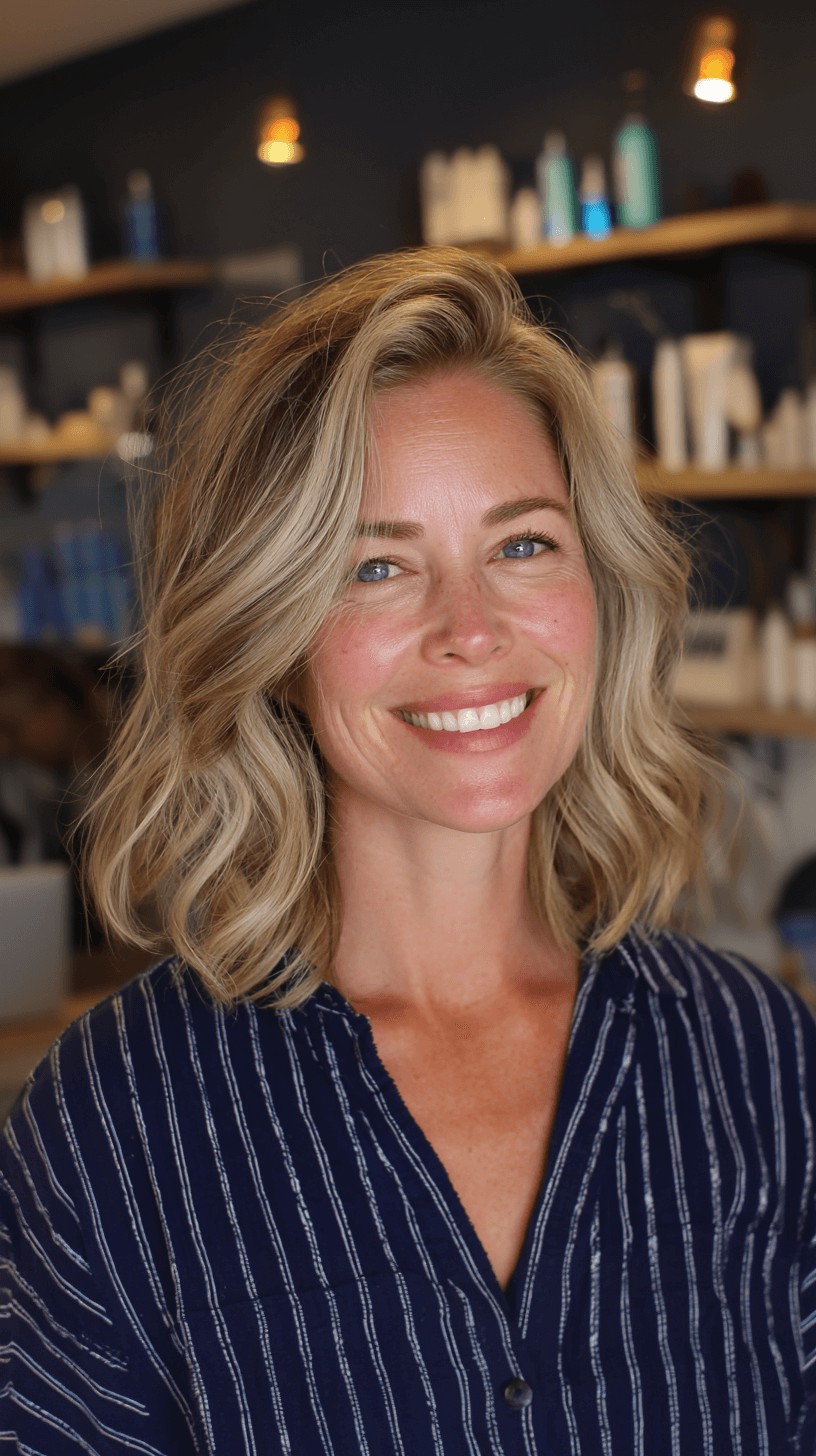 Stylish Textured Blonde Waves with Soft Layers