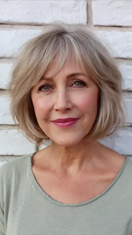 Elegant Textured Bob with Soft Bangs