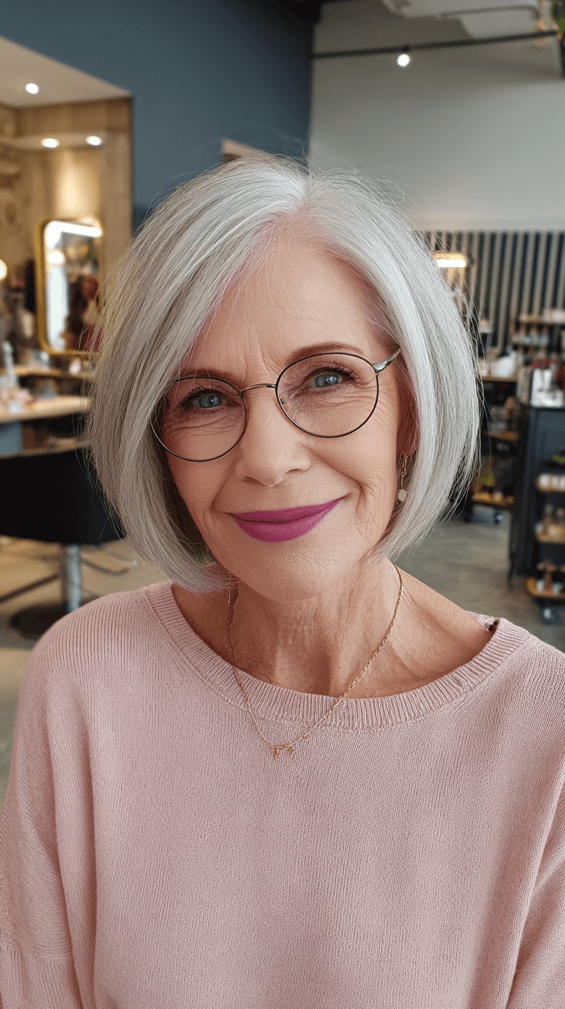 Charming Silver Blunt Bob with Subtle Texture