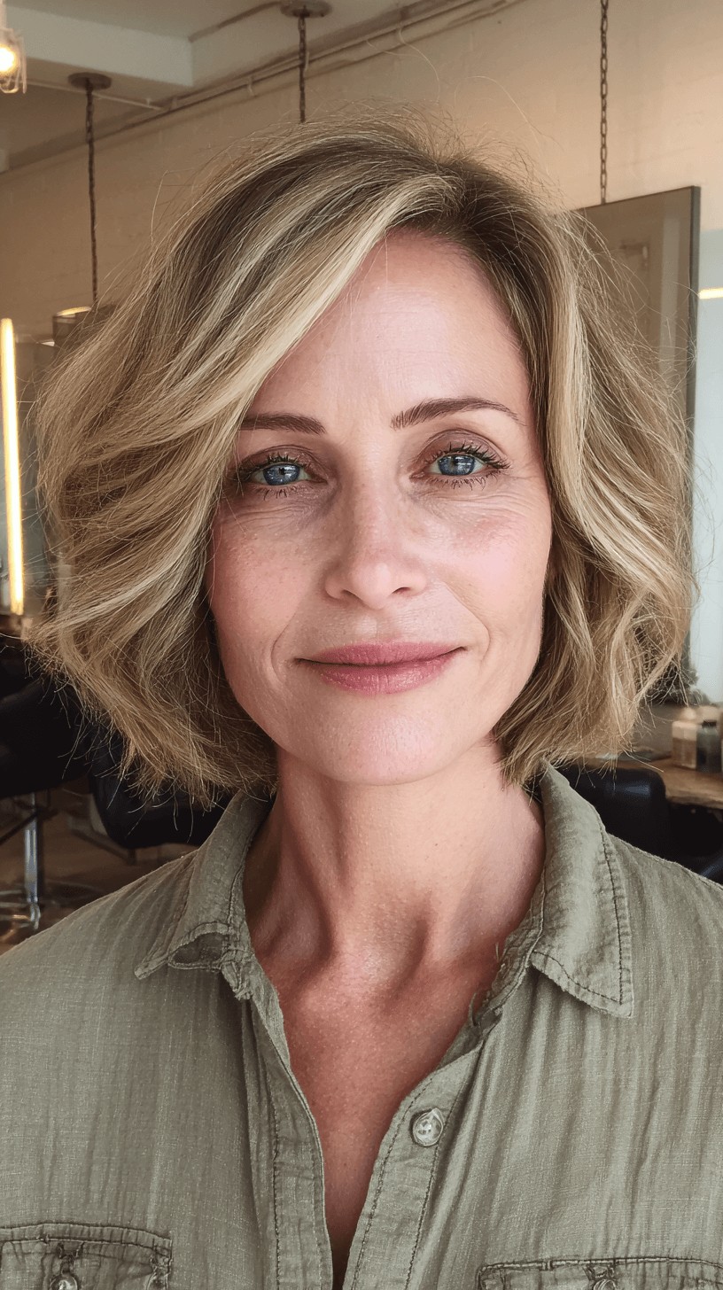 Chic Layered Blonde Bob with Soft Waves