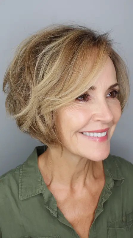 Chic Layered Bouncy Bob with Subtle Highlights