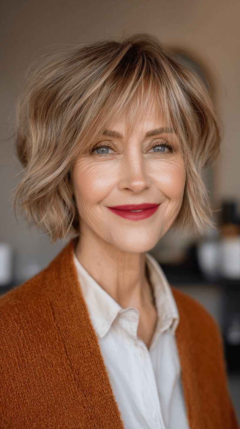 Chic Messy Bob with Soft Bangs