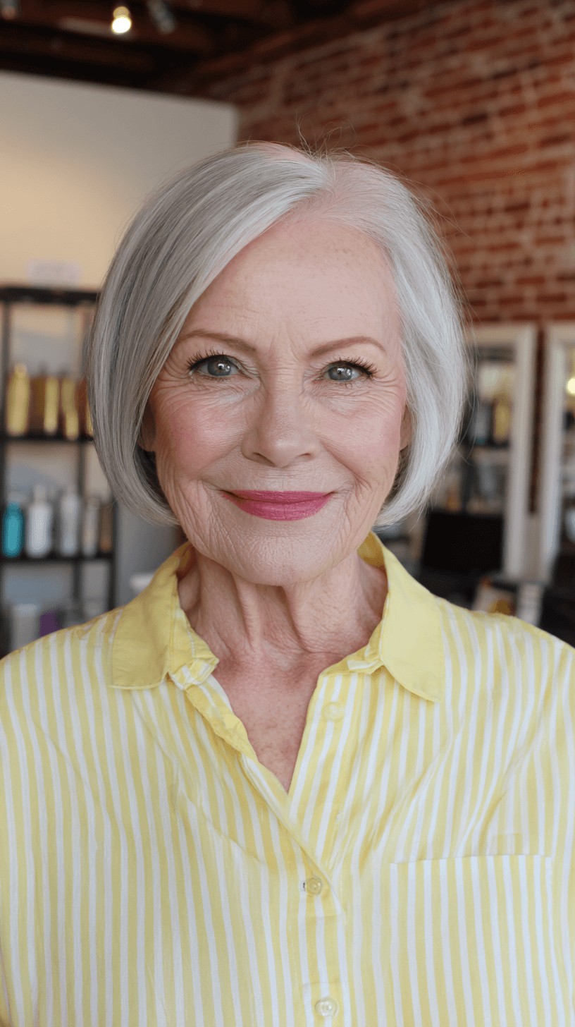 Chic Silver Bob with Subtle Volume and Soft Waves