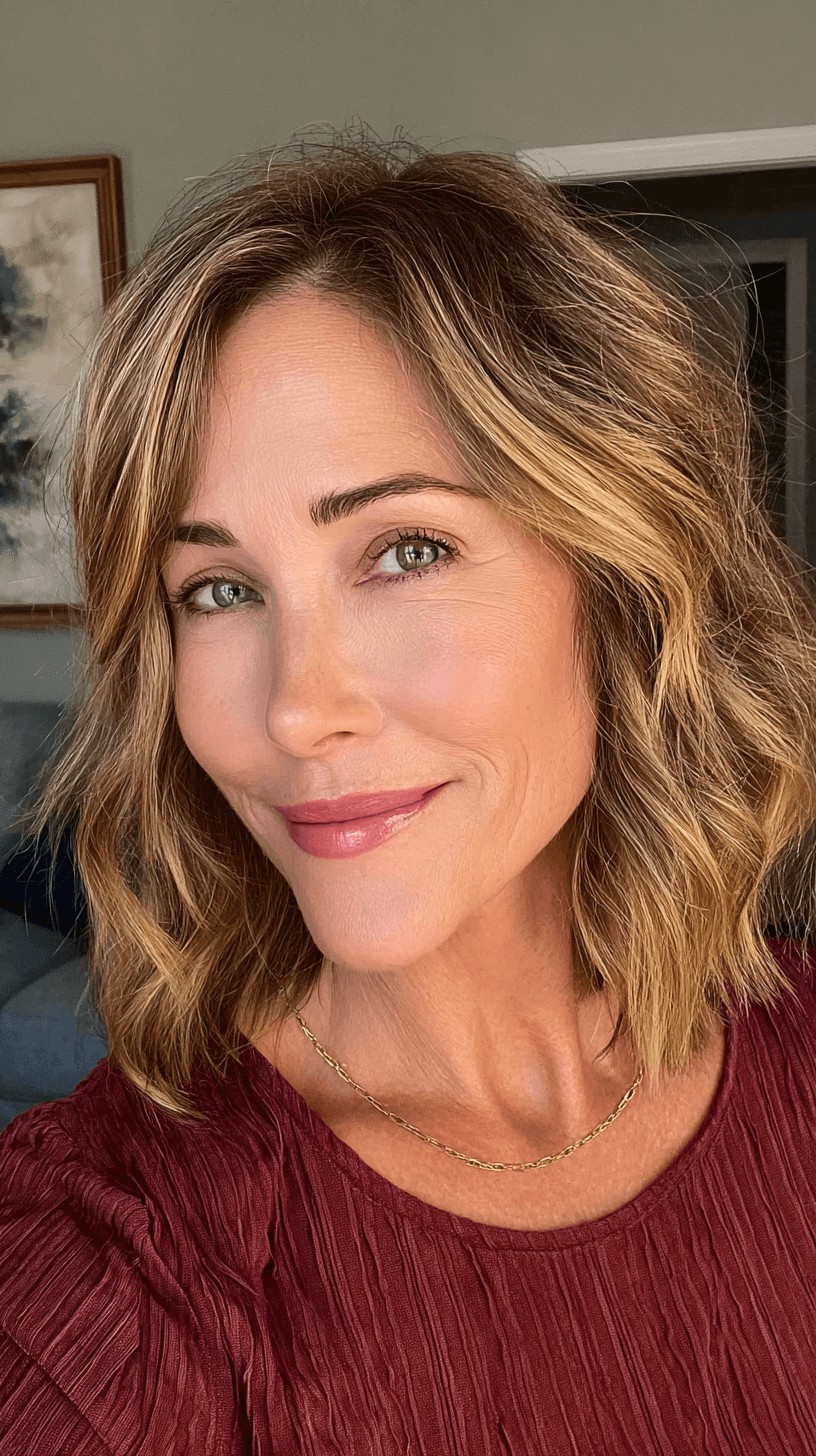 Chic Textured Shoulder-Length Blonde Waves