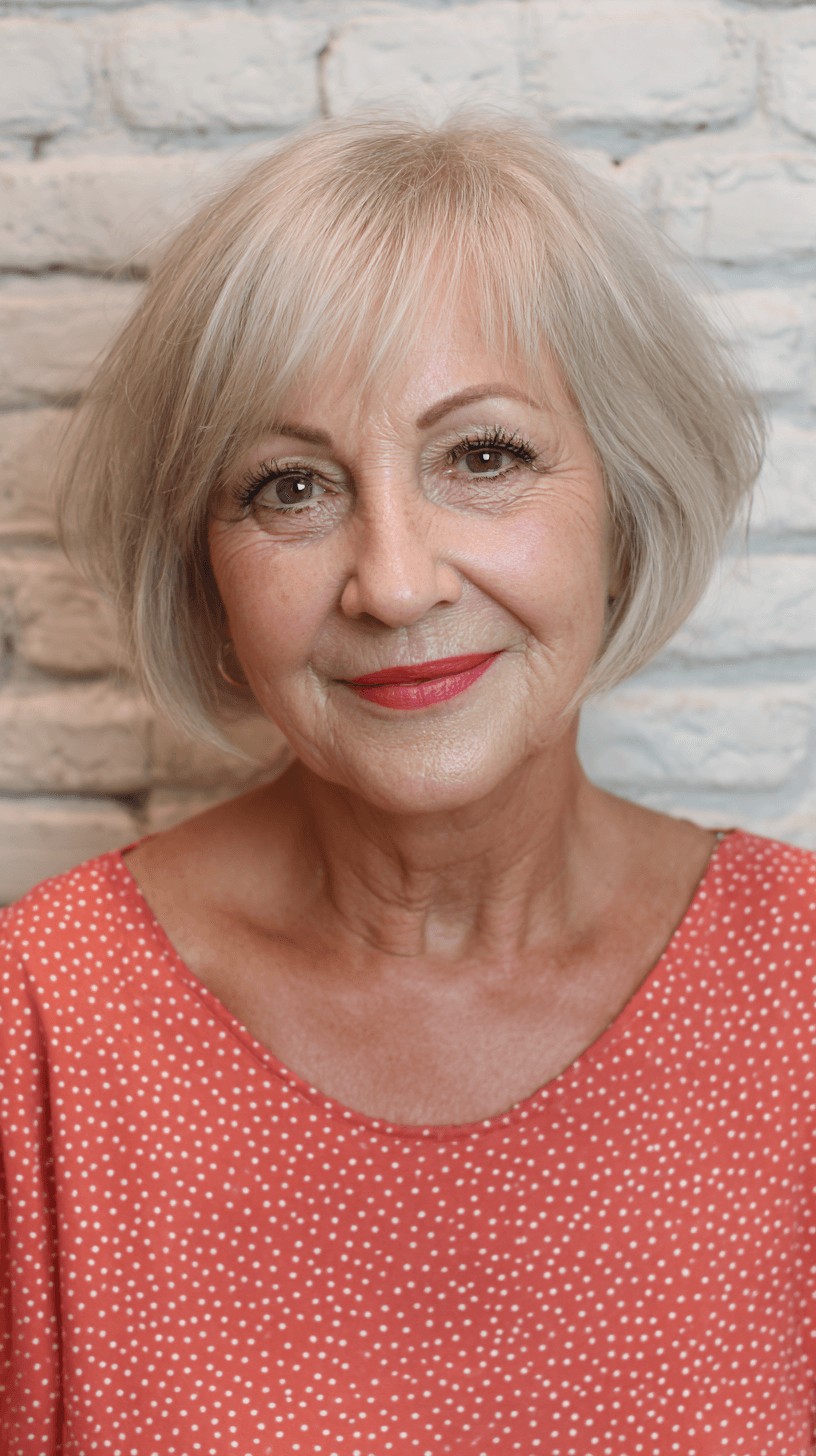 Chic Textured Silver Bob with Gentle Waves