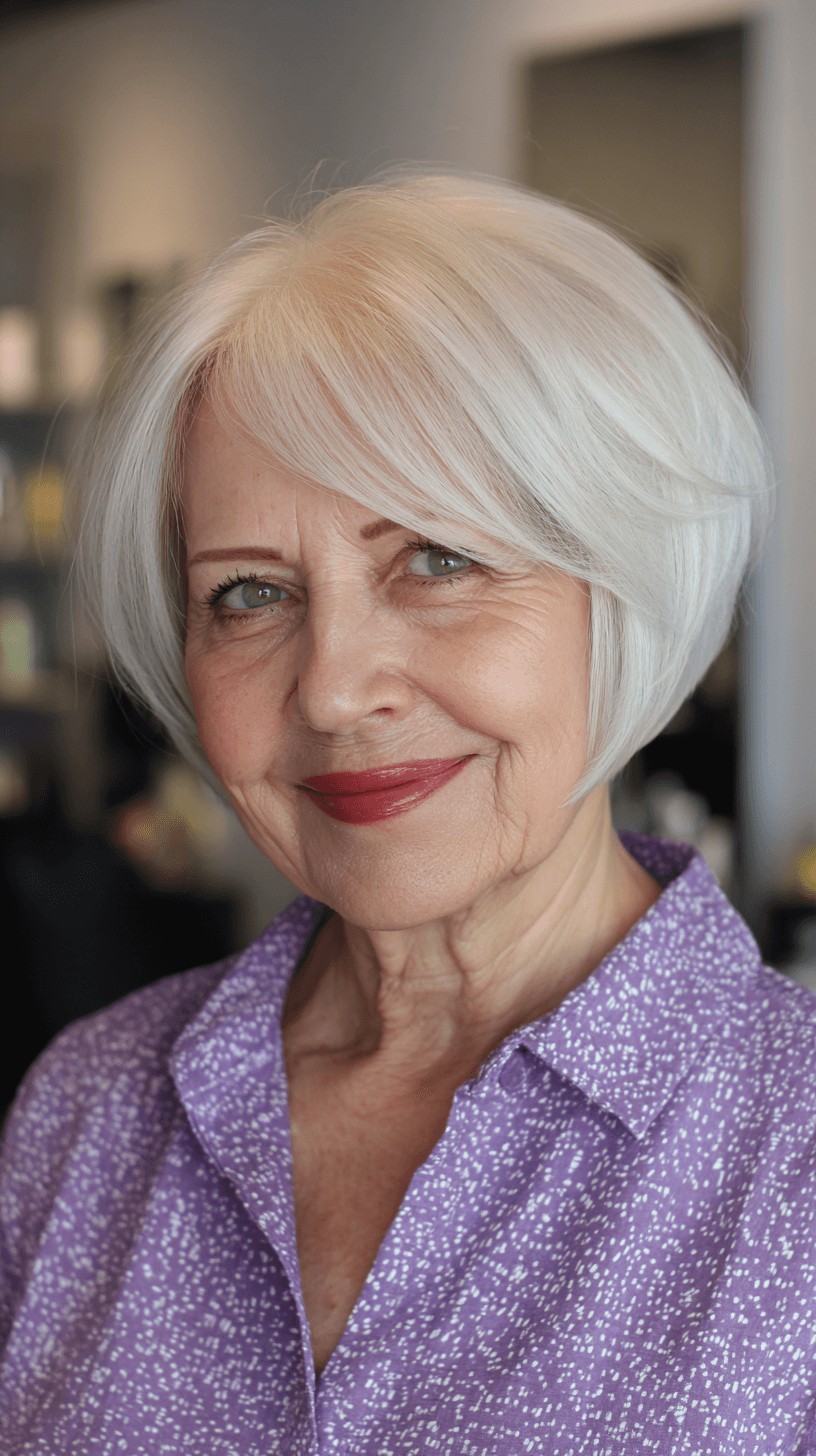Chic Textured White Bob with Subtle Volume