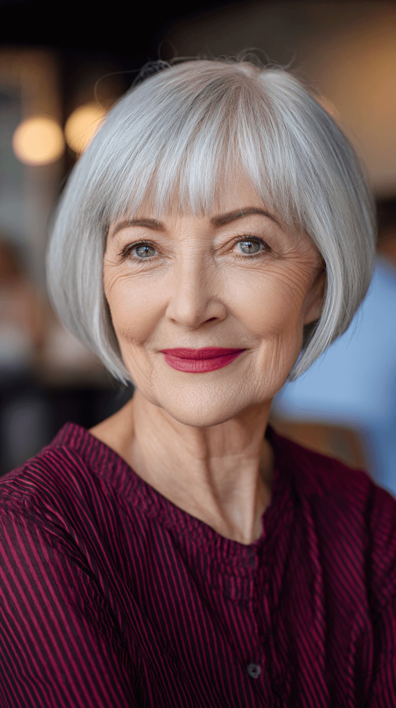 Classic Silver Blunt Bob with Subtle Layers