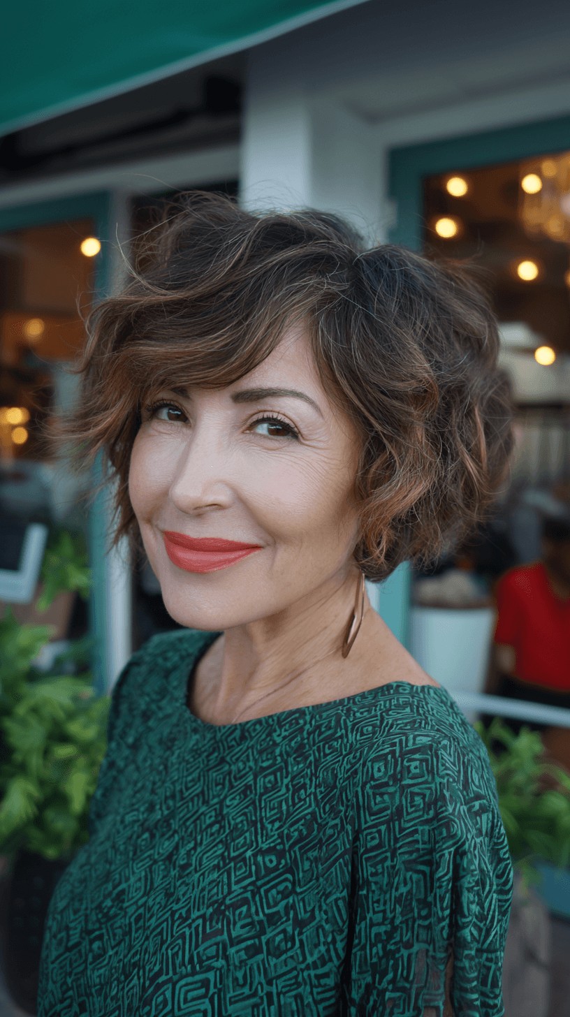 Effortlessly Chic Textured Bob with Soft Curls