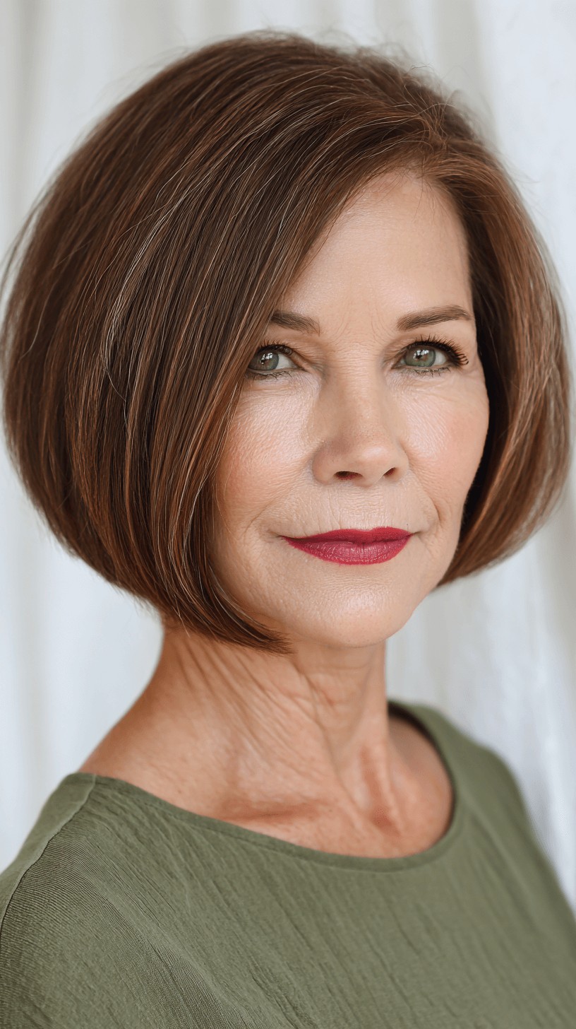 Glossy Chocolate Bob with Soft Edges