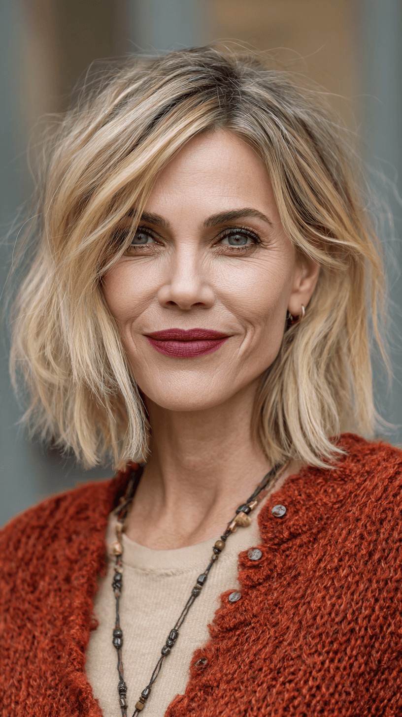 Modern Textured Blonde Bob with Subtle Dimension