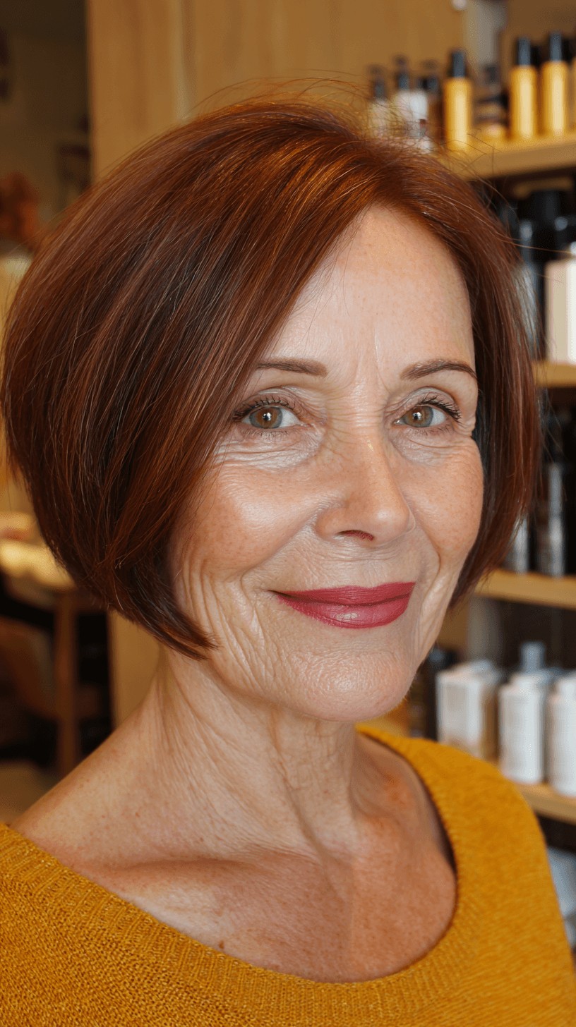 Radiant Rich Auburn Bob with Subtle Layers