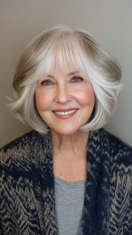 Soft Layered Bouncy Bob with Wispy Bangs