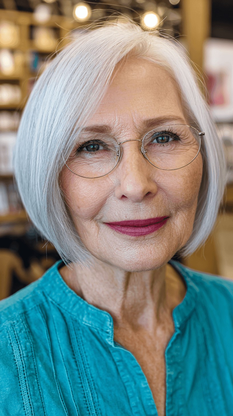 Softly Layered Silver Bob with Subtle Movement