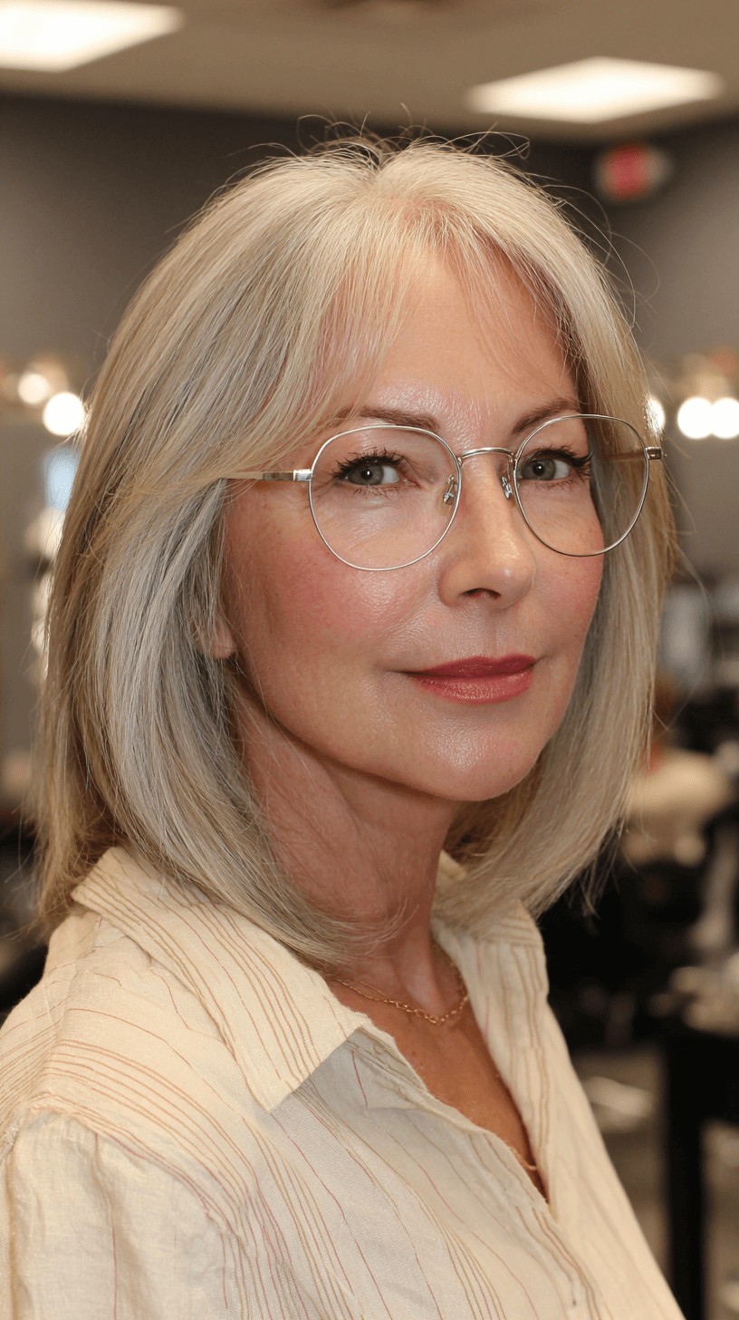 Stylish Ashy Blonde Lob with Subtle Layers