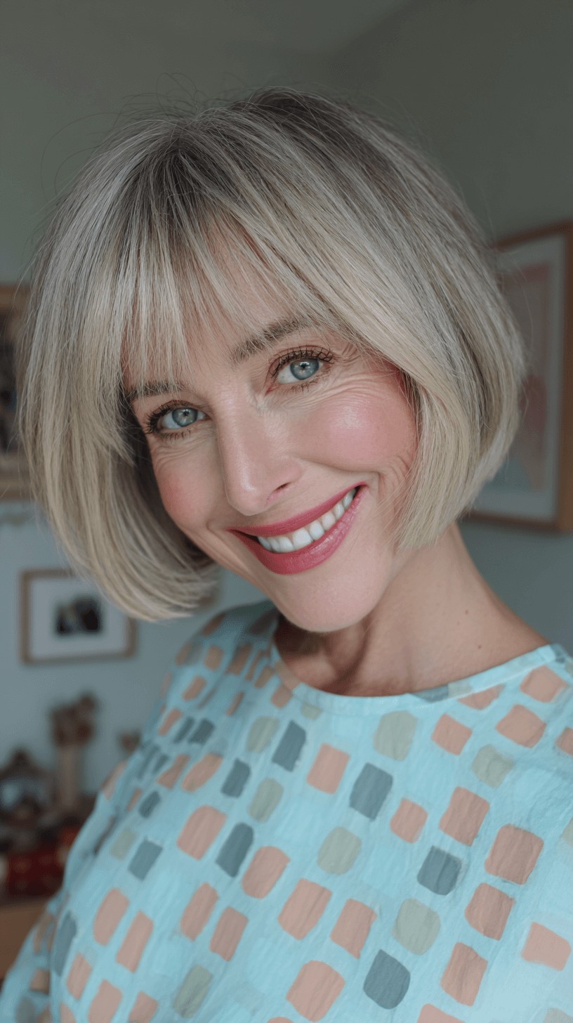 Stylish Blunt Bob with Wispy Bangs