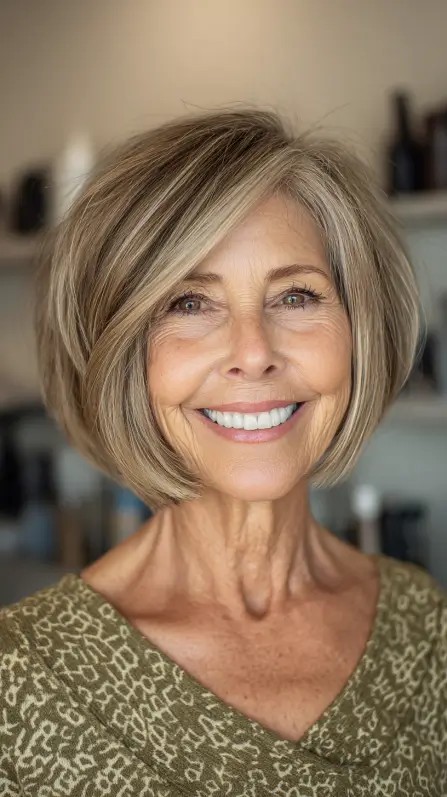 Stylish Textured Bob with Side-Swept Bangs