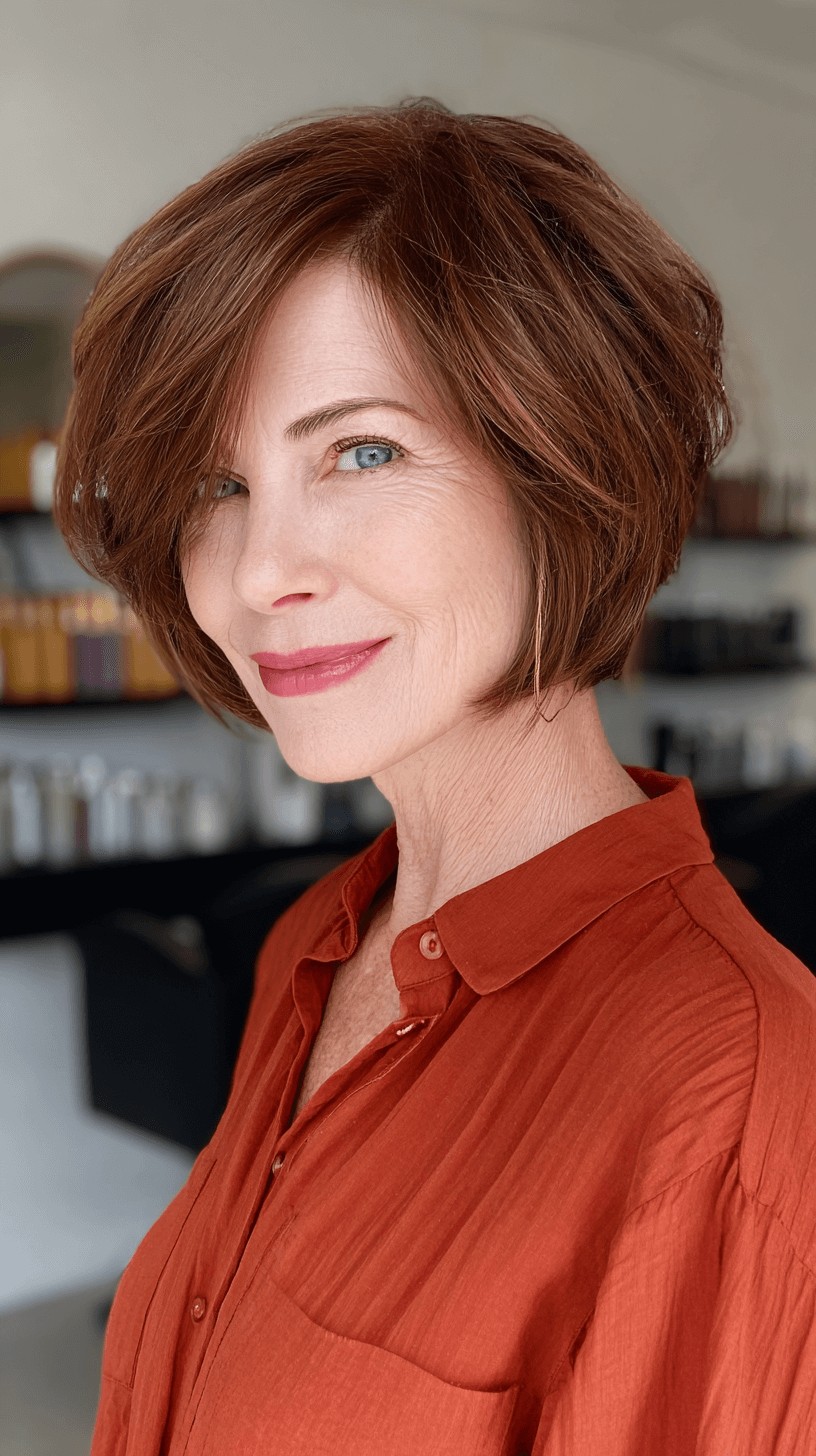 Textured Auburn Bob with Soft Volume