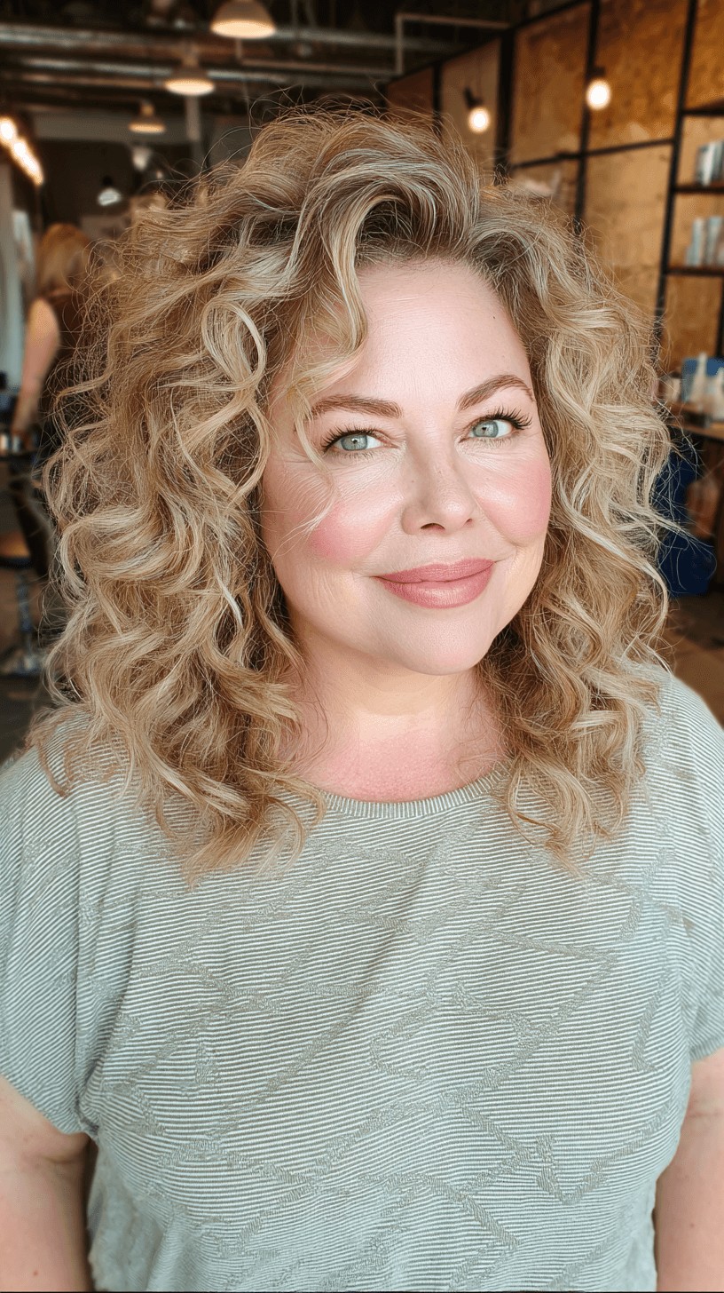 Textured Curly Blonde Hair with Lifting Layers