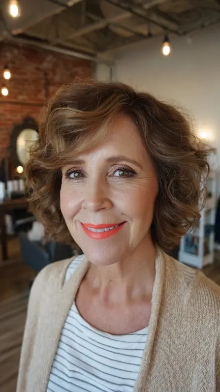 Textured Curly Bob with Soft Volumes