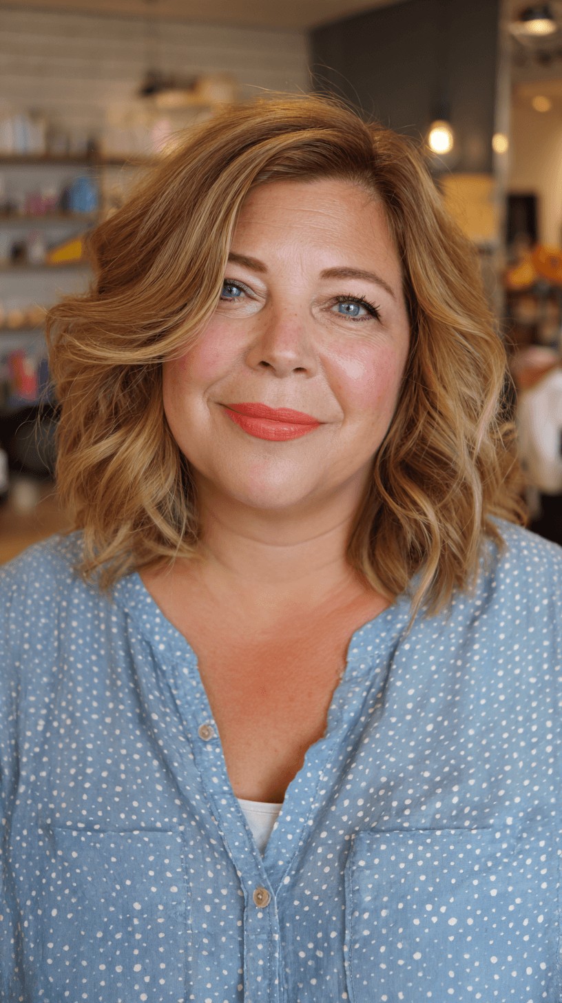 Textured Wavy Blonde Lob with Face-Framing Layers