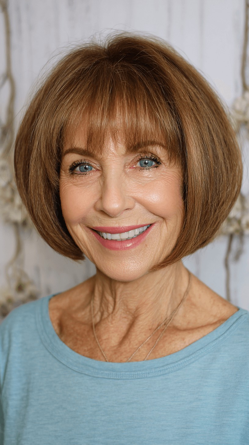 Classic Rounded Bob with Soft Bangs