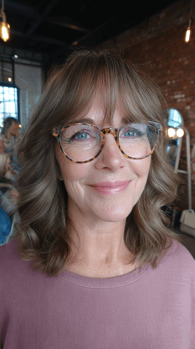 Textured Mid-Length Waves with Soft Bangs