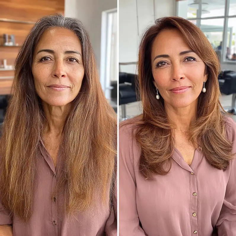 Beautifully Blended Long Layers with Soft Face Framing