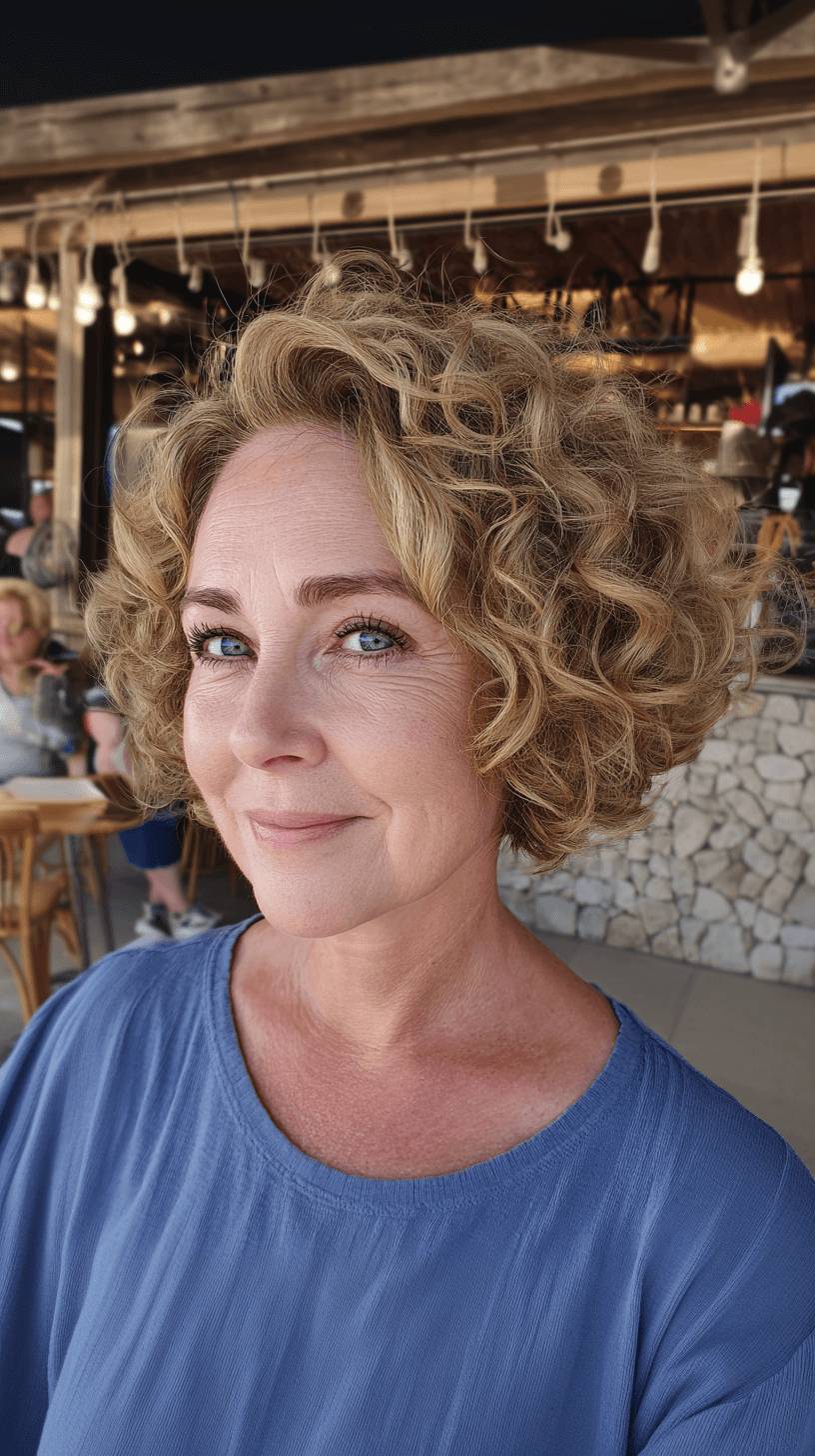 Charming Curly Bob with Defined Volume