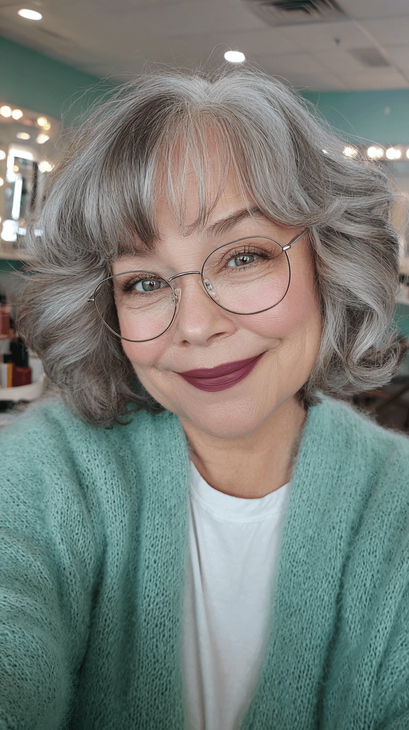 Charming Soft Curly Bob with Wispy Bangs