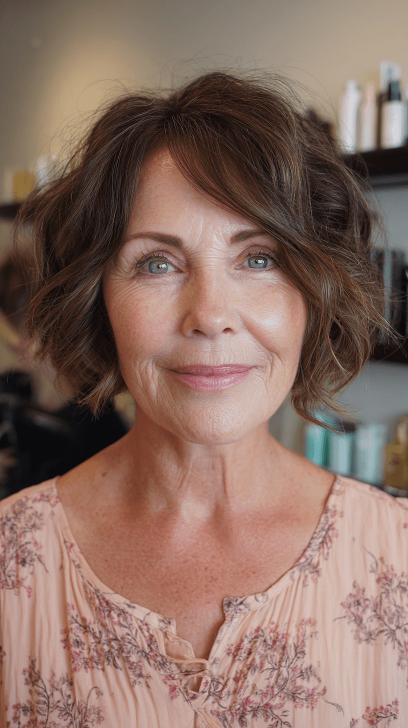 Charming Textured Frayed Bob with Gentle Waves