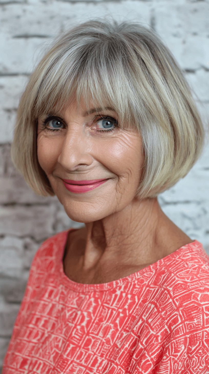 Chic Blunt Bob with Soft Fringe