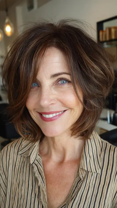 Chic Layered Textured Bob with Subtle Highlights