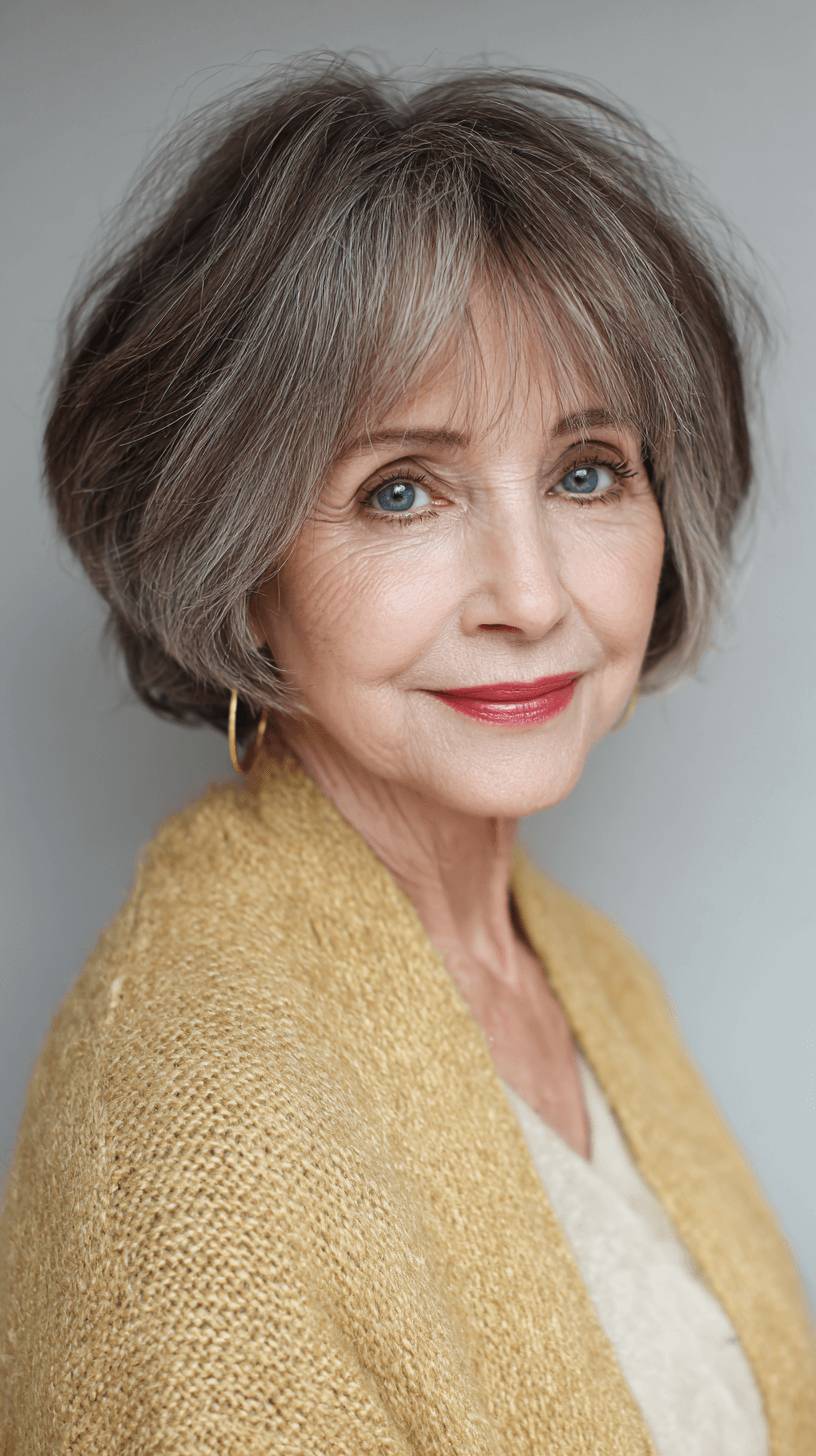 Chic Modern Shaggy Bob with Soft Textured Bangs