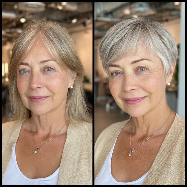 Chic Short Silver Pixie with Soft Layers