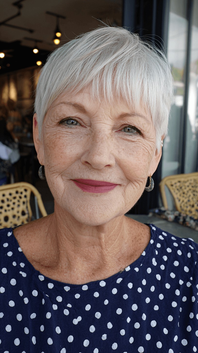 Chic Short Silver Pixie with Soft Texture