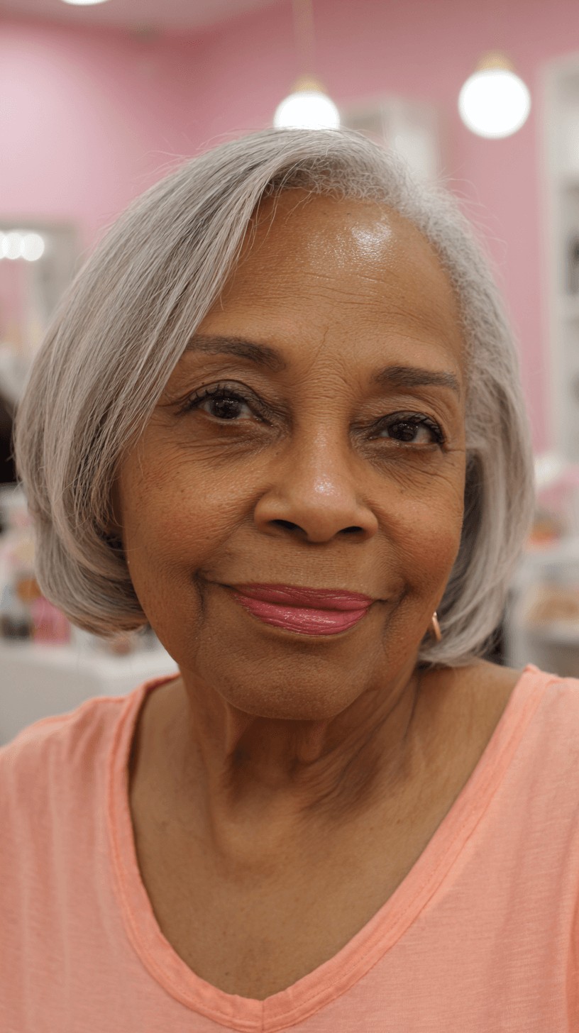 Chic Silver Bob with Soft Layers