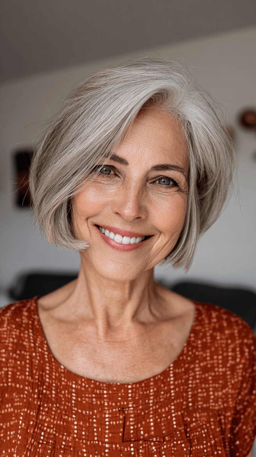 Chic Silver Bubble Bob with Soft Layers