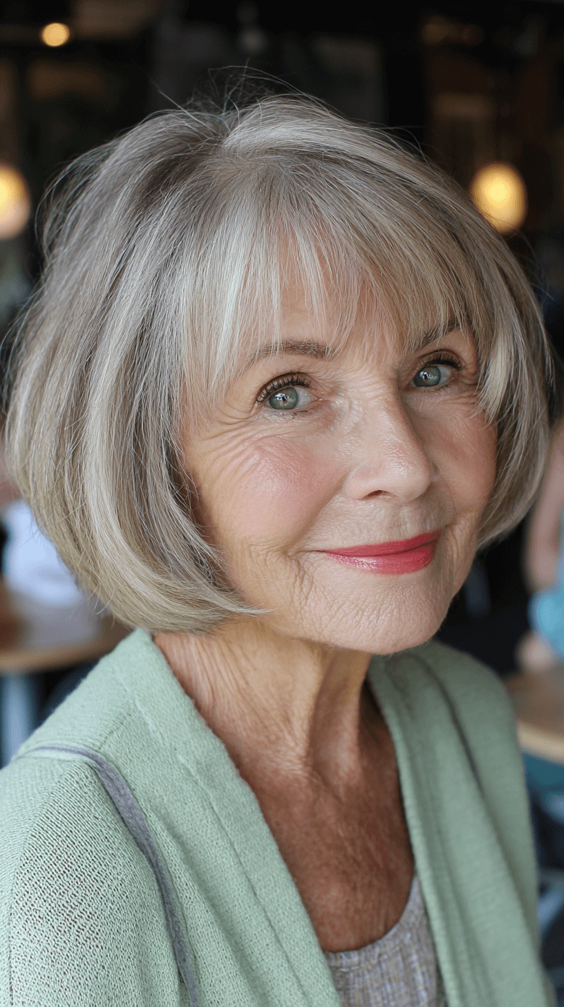 Chic Silver Frayed Bob with Subtle Layers