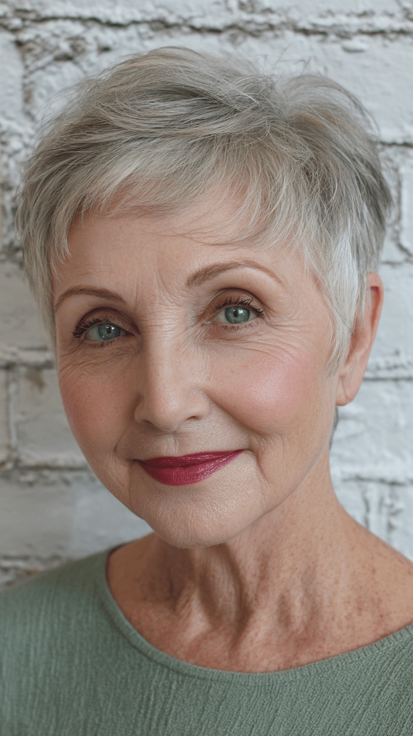 Chic Silver Pixie with Soft Textures