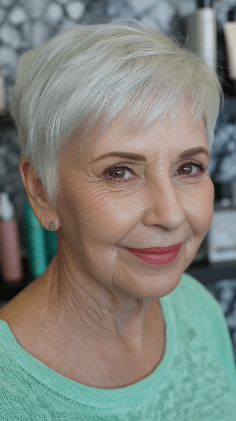 Chic Soft Silver Pixie Cut with Textured Layers