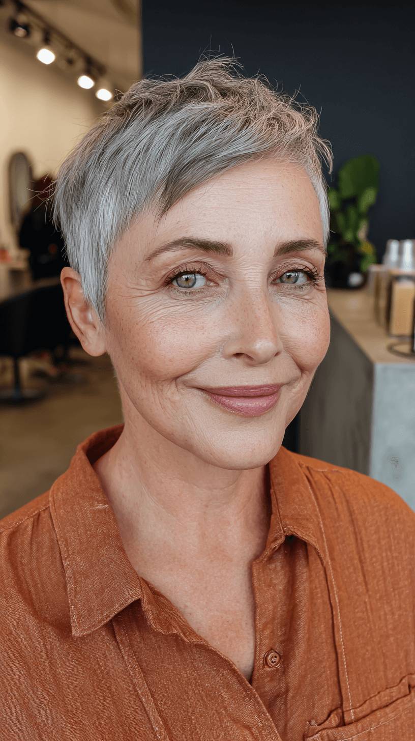 Chic Softly Textured Pixie Cut with Side Part