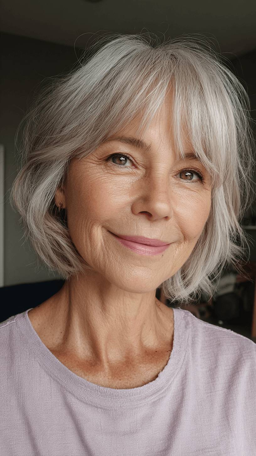 Chic Textured Bob with Subtle Face-Framing Bangs
