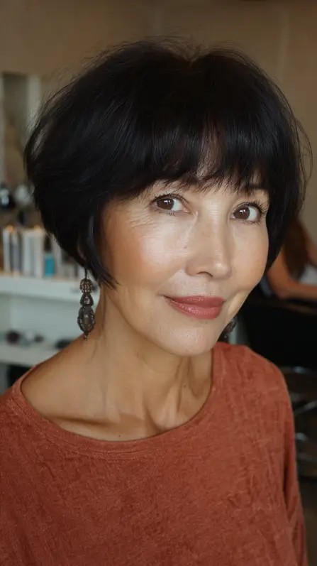 Chic Textured Bob with Wispy Bangs