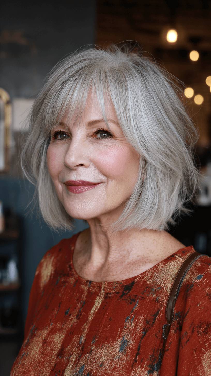 Chic Textured Grey Bob with Subtle Layers