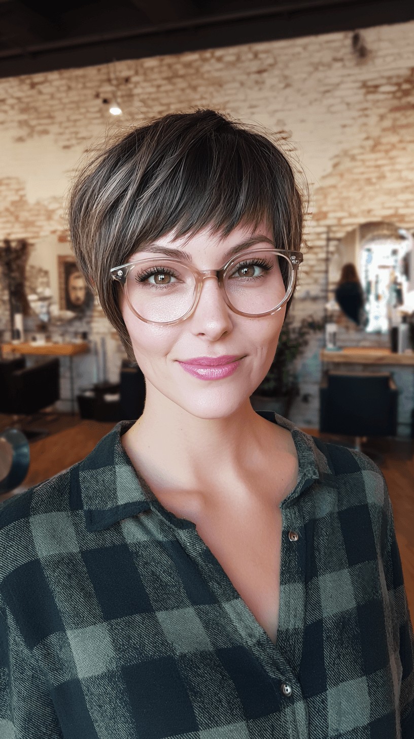 Chic Textured Pixie Cut with Subtle Ash Balayage